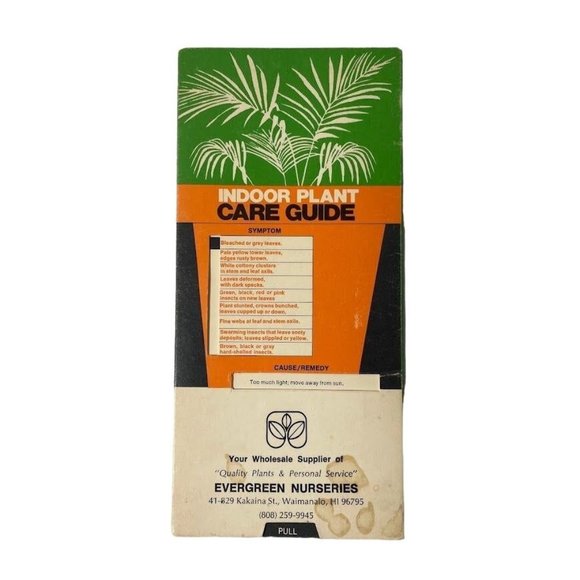 Vintage Indoor Plant Guide with Pull Diagnosis Feature-Hawaii Nursery - Picture 1 of 9
